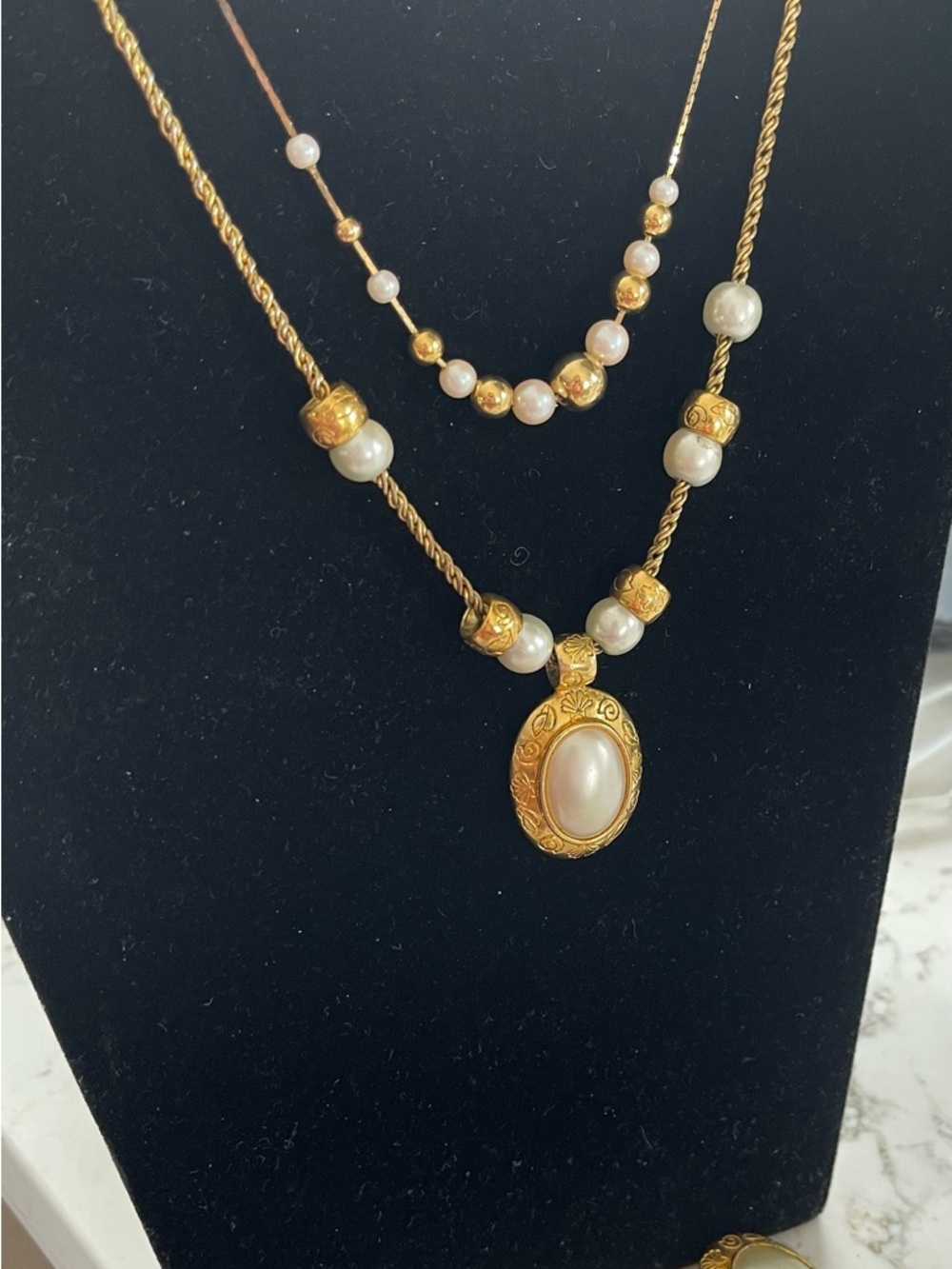 Gold-Tone Pearl Pendant Necklace Set -Layered Women’s Jewelry Liz Claiborne plus